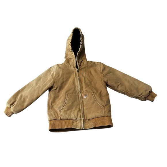Carhartt Youth M 10/12 Brown Duck Active Jacket Quilted Lined Hooded